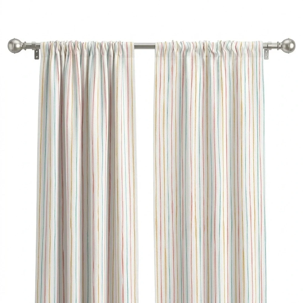 Ambesonne Striped Window Curtains 2 Panel Set Rod Pocket 56x95 Multicolor White